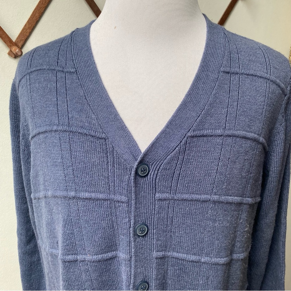 Vintage Ribbed Knit Textured Cardigan - image 2
